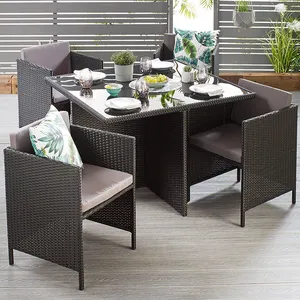 Benzersiz yaratıcı tasarım açık çelik PE yer hint kamışı bahçe mobilyaları bahçe seti 5