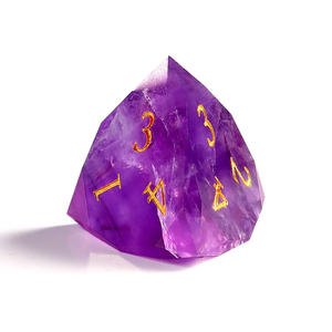 Usa Cổ 7-Mảnh Đá Tự Nhiên Polyhedron Thạch Anh Tím Dnd Xúc Xắc Thiết Lập Với Biểu Tượng Tùy Chỉnh Đá Quý D6 D20 Tay Cắt Kim Cương Xúc Xắc - Product Image 6