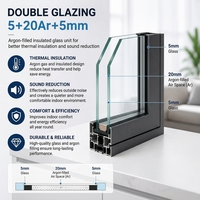 Ventanas Abatibles de Aluminio con Rotura de Puente Térmico y Doble Acristalamiento 20A, Ventana de Aluminio con Toldo para Casas, Marco Delgado