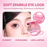 Palette de fards à paupières en poudre lumineuse, prête à être expédiée, vente en gros, marque privée, fini mat et scintillant, pigmentée, longue tenue, six couleurs
