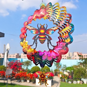 Espiral Metálico Decorativo de Jardín con Forma de Flamenco de 12 Pulgadas, Colorido, con Flores y Abejas, Rectangular, para Decoración de Patio y Jardín - Product Image 5