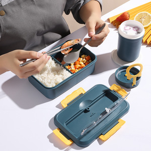 Bán Hot nhựa Hộp Ăn Trưa bằng lò vi ba Bento trưa Box Set với dao kéo - Product Image 4