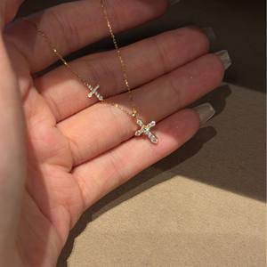 S925 Pure <b>Silver</b> Full Diamond Twin <b>Rose</b> <b>Necklace</b> for Women French Luxury Design High-End Socialite Collarbone Accessory - Product Image 1