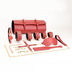 Kit de bondage BDSM <span class=keywords><strong>en</strong></span> cuir 10 pièces, jeu d'esclave, ensemble de bondage fétiche BDSM, menottes <span class=keywords><strong>en</strong></span> cuir véritable, ensembles BDSM de luxe pour couples - Product Image 2
