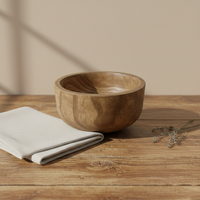 Bol en bois rustique sculpté à la main - Bol de service décoratif en paulownia pour la décoration intérieure bohème