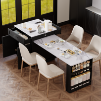 [Stock US] Îlot de cuisine au design moderne de 82,7 pouces avec table à manger extensible, livraison rapide depuis l'entrepôt US, MOQ 1 unité