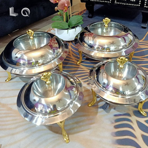 Plato de calentamiento redondo de acero inoxidable duradero de lujo con tapa de marco, bandeja calentadora de <span class=keywords><strong>Buffet</strong></span>, soporte de combustible <span class=keywords><strong>para</strong></span> Hotel y restaurante - Product Image 2
