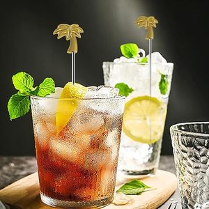Agitador de bebida de palo de fruta con mango de palmera de Metal de alta calidad y Martini Pick con personalización de logotipo - Product Image 2
