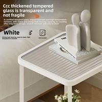 Table carrée moderne en verre trempé avec design en fer forgé, idéale pour les petits appartements, table d'appoint pour salon
