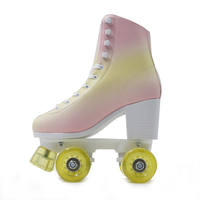 Patins à roulettes d'extérieur pour enfants Jun Ran JR-1104 avec frein, roues roses clignotantes, roulements ABEC-7 et roues en PU