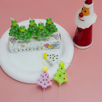 Bougies écologiques en forme de sapin de Noël, décorations de gâteau de Noël 5 couleurs, motif étoile et pois pour les fêtes d'anniversaire, de Pâques et du Nouvel An