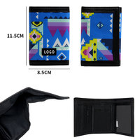 Dompet Lipat Tiga Poliester Logo Game Kustom, Kantong Uang dengan Ritsleting, Penutup Velcro, Tempat Kartu Aman dan Portabel