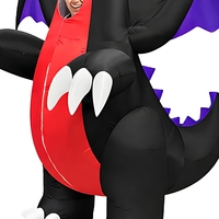 Costume de dragon gonflable pour adulte, combinaison intégrale gonflable, ailes de chauve-souris noires et violettes, poitrine rouge, fête d'Halloween, cosplay