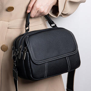 Bolso de hombro de cuero genuino para mujer, bolso redondo pequeño, bolso de mensajero a la moda, bolso multifuncional para cosméticos - Product Image 1