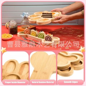 Bandeja de servir con forma de hueso y pata de perro de bambú, ecológica, segura para alimentos, para uso en el hogar, para servir bocadillos, pasteles, bistecs y comida. - Product Image 5