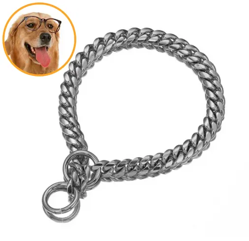 TTT sıcak satış özelleştirilmiş işleme paslanmaz çelik p-zincir altın köpek eğitim yaka zinciri için Pet
