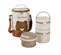 Isolierte Edelstahl-Lunchbox Mehrschichtige Thermische Bento-Box Auslaufsicherer Tragbarer Lebensmittelbehälter für Büro Schule Picknick
