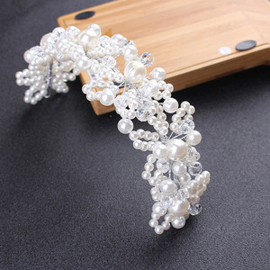 À la mode en plastique strass cristal chaîne de <span class=keywords><strong>cheveux</strong></span> <span class=keywords><strong>mariage</strong></span> casque accessoire de fête pour mariée perle chapeaux bandeau élégant - Product Image 2