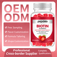 Pepdoo Gummies capillaires à la biotine, collagène, kératine et vitamine C – Complément alimentaire pour cheveux, peau et ongles pour adolescents et adultes – Qualité alimentaire naturelle OEM/ODM