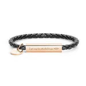 Wholesale Couple Tennis <b>Bracelets</b> Custom Engraved Stainless Steel and Colorful Braided <b>Leather</b> Cuff <b>Bracelets</b> - Product Image 2