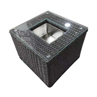 Table basse de jardin en rotin tressé moderne, résistante aux UV, avec finition en poudre d'aluminium, pour hôtel, salle à manger, salon