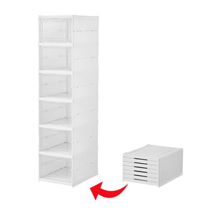 Foldable Clear Plastic <b>Shoe</b> Storage Boxes Stackable Sneaker <b>Display</b> Case with Magnetic Door for Closet Entryway - Product Image 1