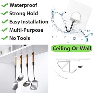 Modern Stainless Steel Wall <b>Hook</b> Waterproof Magic Sticky Hanger for Living Office Bathroom Kitchen Door Bathroom <b>Hook</b> - Product Image 5