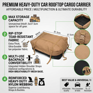 Precio asequible Multifunción Pies Heavy Duty Rooftop Bolsa de almacenamiento de equipaje Cargo Carrier Car Roof Storage Cargo Bag - Product Image 2