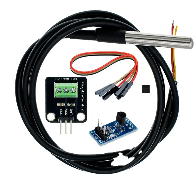 Kit de Module de capteur de température DS18B20 étanche 100CM câble de capteur numérique adaptateur de Terminal de sonde en acier inoxydable