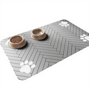 Modern Geometric Pet Feeding <b>Mat</b> Rectangle Waterproof Plastic Dog Food Bowl <b>Mat</b> with Paw Print Design All Seasons Use - Product Image 4