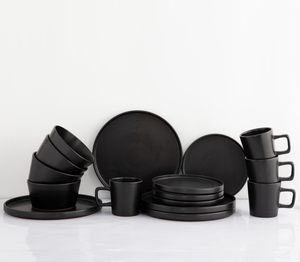 ชุดอาหารเซรามิกสีดำด้านพร้อมส่งขายส่ง, ชุดภาชนะสโตนแวร์สำหรับร้านอาหารและโรงแรม, ใช้กับไมโครเวฟและเครื่องล้างจานได้ - Product Image 1