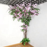 Nouvel Arbre Artificiel en Plastique à Fleurs de Cerisier et Vigne de Glycine, Grande Plante Verte pour Décoration Intérieure/Extérieure de Mariage et Anniversaire