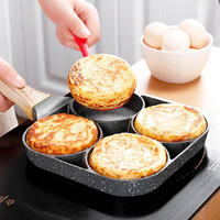 Offre Spéciale antiadhésif pot d'oeufs frits poêle à fond plat cuisine marmite omelette poêle 4 trous pierre médicale poêle à frire ensemble