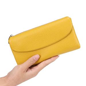 Portefeuilles longs AndoBag pour femmes en cuir de vache véritable, pochette de mode, porte-monnaie, porte-cartes, couleur unie simple, pince à billets 1489 - Product Image 6