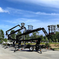 Plateforme de travail aérien articulée hydraulique montée sur remorque, nacelle élévatrice mobile à flèche pour hauteur de travail