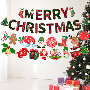 Merry Christmas Letter Banners <b>Paper</b> Garlands <b>Wall</b> Hanging Decorations For Holiday Party Traditional Style - Product Image 1