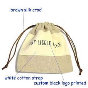 Sac de rangement économique en lin naturel avec cordon de serrage pour outils, articles divers et bijoux, avec patch en coton - Product Image 3
