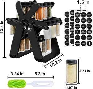Estante Giratorio de 360 Grados para Almacenamiento de Condimentos, Juego de 18 Frascos de Vidrio para Especias, para Cocina y Hogar, Venta al por Mayor - Product Image 4
