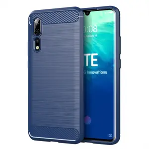 Capa de fibra de carbono para celular, superfície escovada, macia, tpu, para zte axon 10 pro 5g