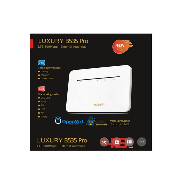 LUXURY B535 Pro High Speed B535 4G LTE CPE Router Battery Home Office 4G Sim Router with B1/2/3/4/5/7/8/12/17/28/66/38/40/41