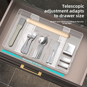 Sự lựa chọn vui vẻ có thể tháo rời nhựa dao kéo lưu trữ khay mở rộng nhà bếp ngăn kéo và hộ gia đình phân loại gia vị hộp phân loại - Product Image 4