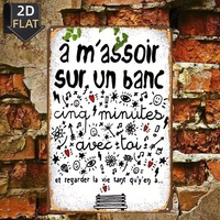 Plaque en métal avec citation française, plaque en étain vintage romantique, décoration murale rustique pour la maison et le jardin