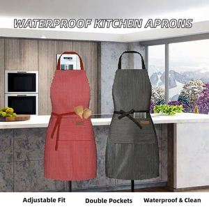 Delantales de Cocina de 2 Piezas, Impermeables, de Poliéster, con Correa Ajustable para el Cuello, Bolsillos Dobles, Lavables a Máquina, Fáciles de Limpiar - Product Image 2