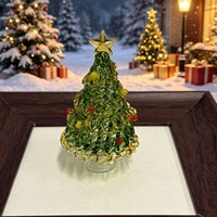 Figurine d'arbre de Noël en verre artisanal, artisanat d'arbre en verre spiralé coloré