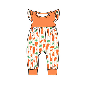 Vestido Informal Personalizado con Estampado de Zanahoria de Pascua, Transpirable, con Volantes para Niños, Pelele de Burbuja para Bebé, Conjuntos de Pantalones Cortos, Combinaciones para Hermanos, Venta al por Mayor para Niños - Product Image 3