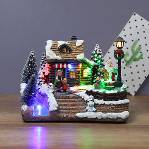 Hotselling Christmas Glow <span class=keywords><strong>petite</strong></span> <span class=keywords><strong>maison</strong></span> avec musique résine artisanat autres décorations de Noël - Product Image 3