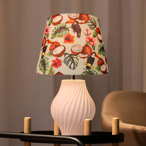 Lampe de table en céramique de style tropical, lampe de chevet, lampe de bureau, abat-jour en tissu, lampe de lecture - Product Image 6
