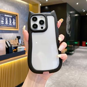 Nueva Funda para Teléfono 17PROMAX, Diseño Simple de Color Sólido con Orejas de Gato, Funda Protectora de PC Resistente a Caídas para <span class=keywords><strong>iPhone</strong></span> 15 - Product Image 3