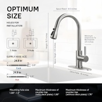 Robinet de cuisine flexible à poignée unique en acier inoxydable 304 avec douchette extractible 360° °   Robinet de cuisine à rotation libre pour usage domestique