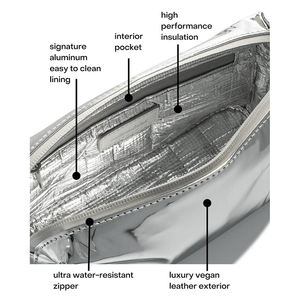 ประสิทธิภาพกระเป๋าเครื่องสำอางขนาดใหญ่โลโก้ที่กำหนดเองเดินทางกันน้ำหนังมังสวิรัติฉนวนกระเป๋าแต่งหน้า - Product Image 3